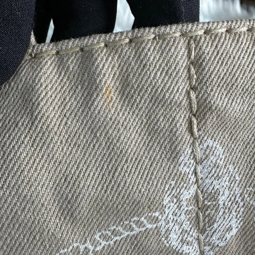 ❌SOLD❌Authentic Prada Canapa Logo/ Enamel Metal Triangle Denim Tote Bag - Picture 13 of 14